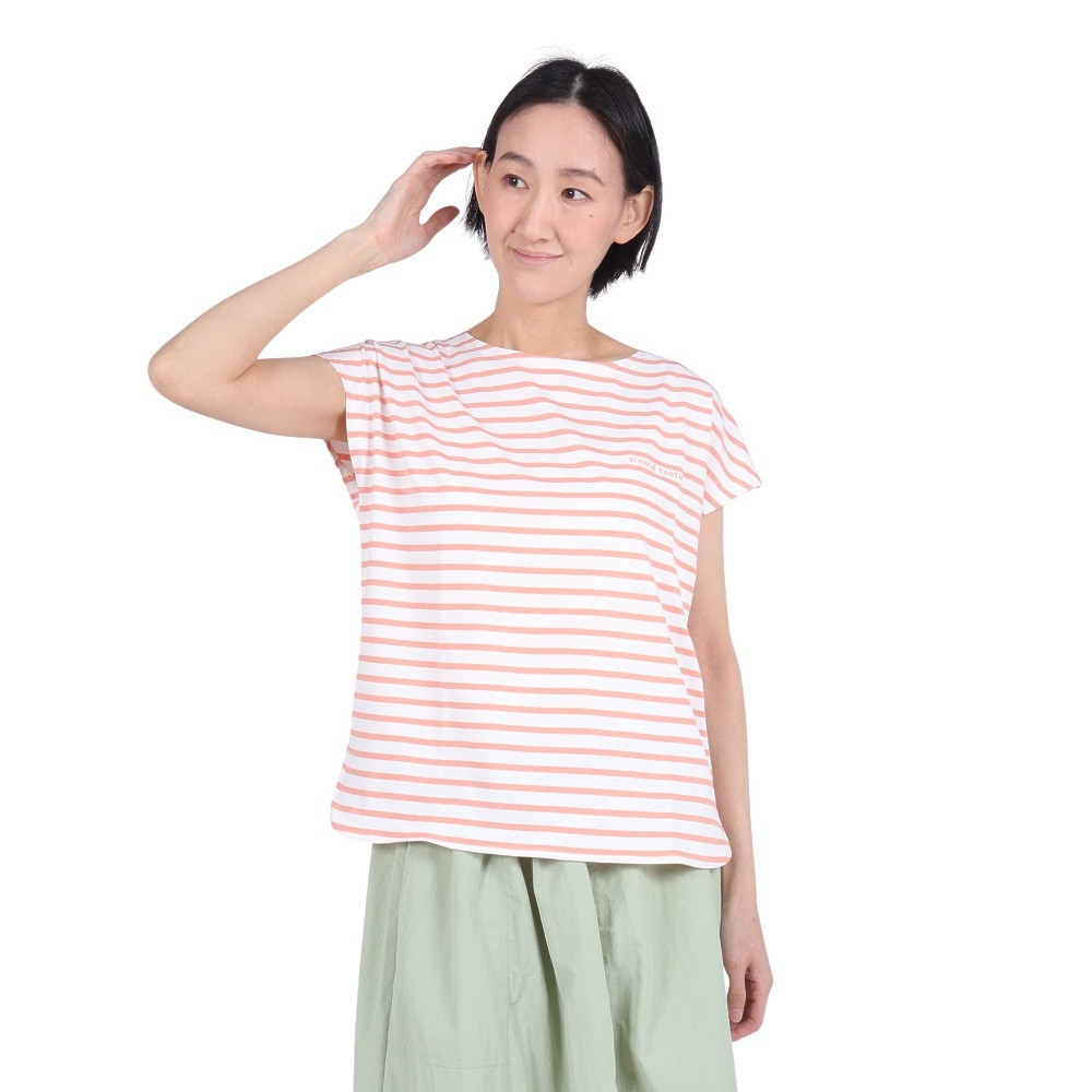 ホールアース（Whole Earth）（レディース）速乾 ストレッチ Y/D ボーダー 半袖Tシャツ WE2RDZ22 CRL