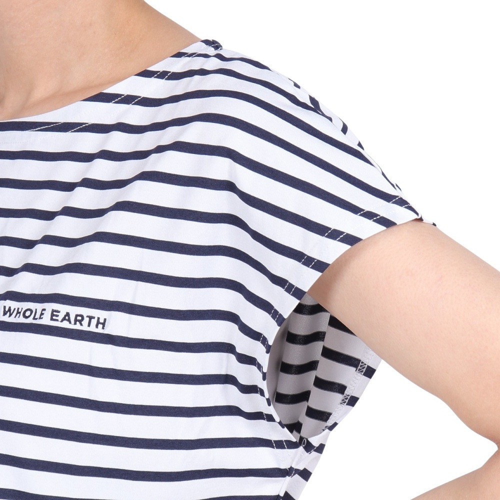 ホールアース（Whole Earth）（レディース）速乾 ストレッチ Y/D ボーダー 半袖Tシャツ WE2RDZ22 NVY