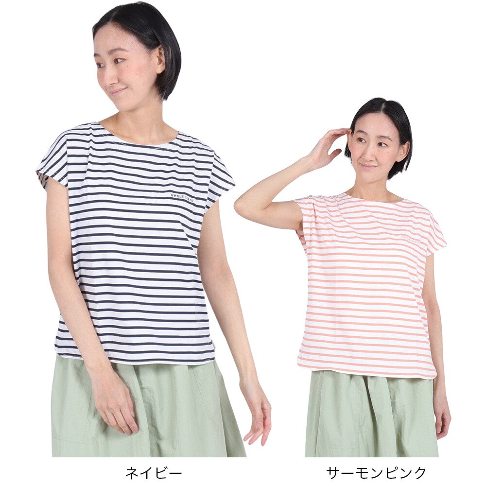 ホールアース（Whole Earth）（レディース）速乾 ストレッチ Y/D ボーダー 半袖Tシャツ WE2RDZ22 CRL