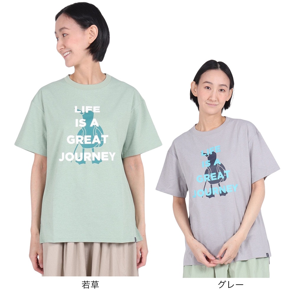 ホールアース（Whole Earth）（レディース）速乾 ストレッチ グラフィック 半袖Tシャツ WE2RDZ23 GRY