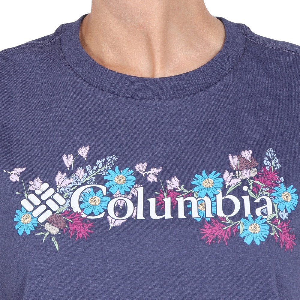 コロンビア（Columbia）（レディース）半袖Tシャツ カットソー ノースカスケーズ リラックスドTシャツ AR3545 463 ネイビー フラワープリント