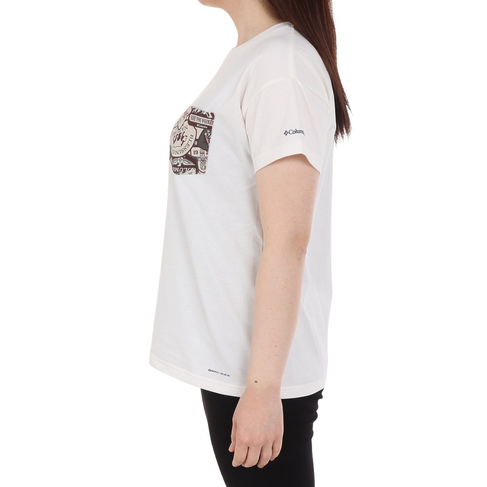 コロンビア（Columbia）（レディース）半袖Tシャツ カットソー ヤハラフォレストポケットショートスリーブTシャツ PL0226 126 ホワイト×ブラック