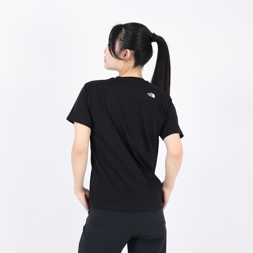 ザ・ノース・フェイス（THE NORTH FACE）（レディース）Tシャツ 半袖 SIMPLE LOGO シンプルロゴ NTW32442X 黒 ブラック