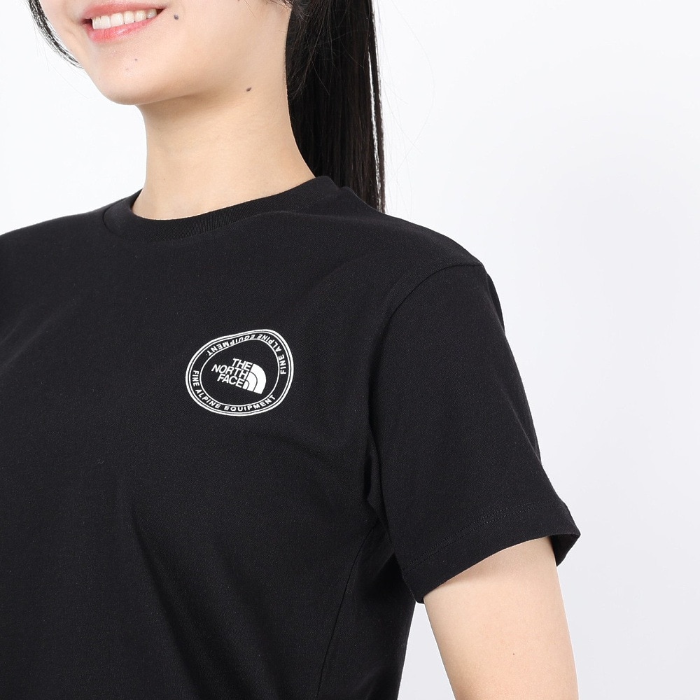 ザ・ノース・フェイス（THE NORTH FACE）（レディース）Tシャツ 半袖 SIMPLE LOGO シンプルロゴ NTW32442X 黒 ブラック