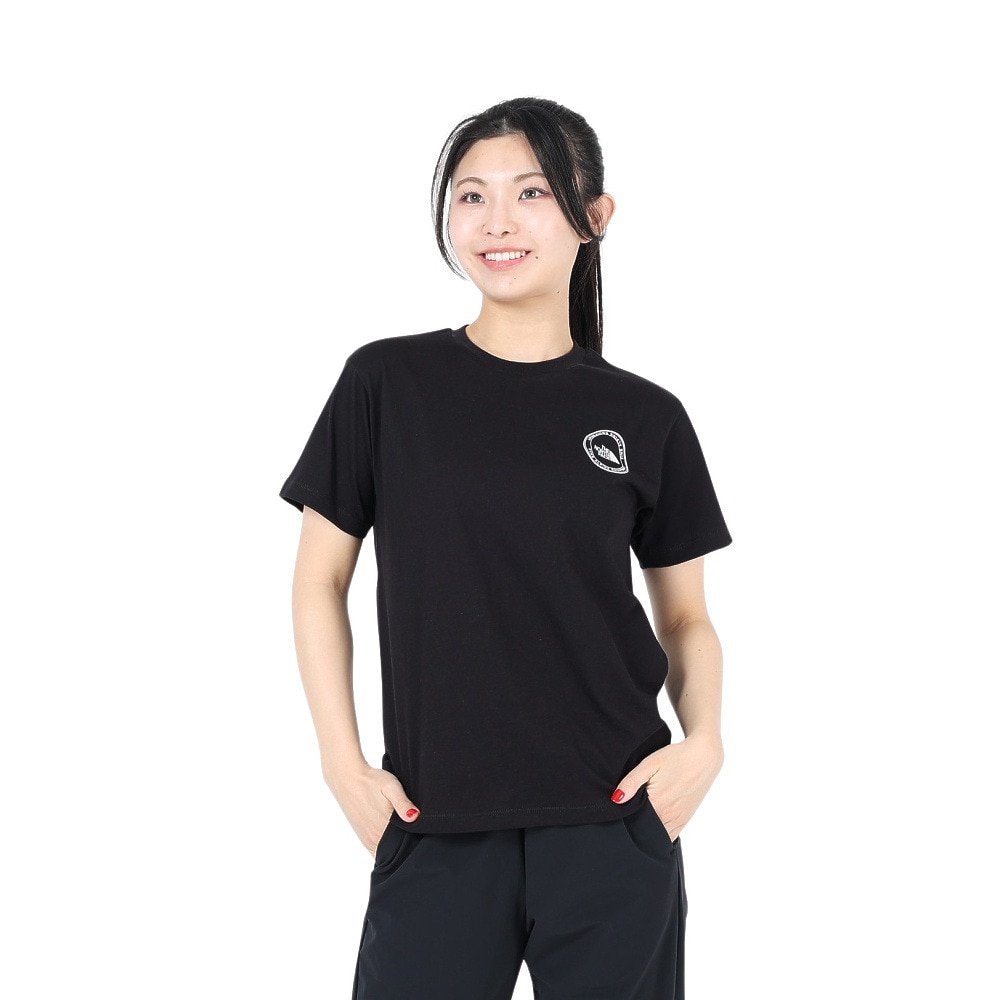 ザ・ノース・フェイス（THE NORTH FACE）（レディース）Tシャツ 半袖 SIMPLE LOGO シンプルロゴ NTW32442X 黒 ブラック