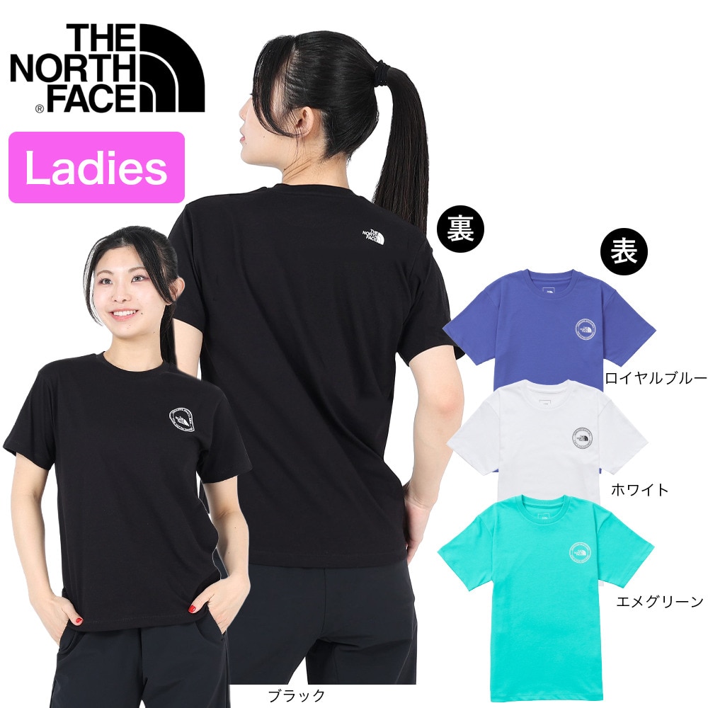 ザ・ノース・フェイス（THE NORTH FACE）（レディース）Tシャツ 半袖 SIMPLE LOGO シンプルロゴ NTW32442X 黒 ブラック