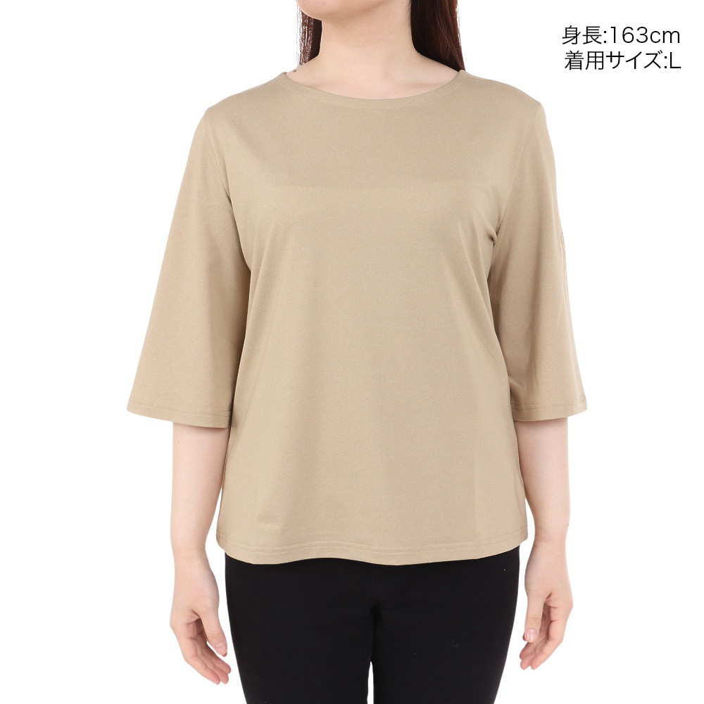 エーグル（AIGLE）（レディース）吸水速乾 ボートネック 半袖Tシャツ ZTFAT46-003 ベージュ
