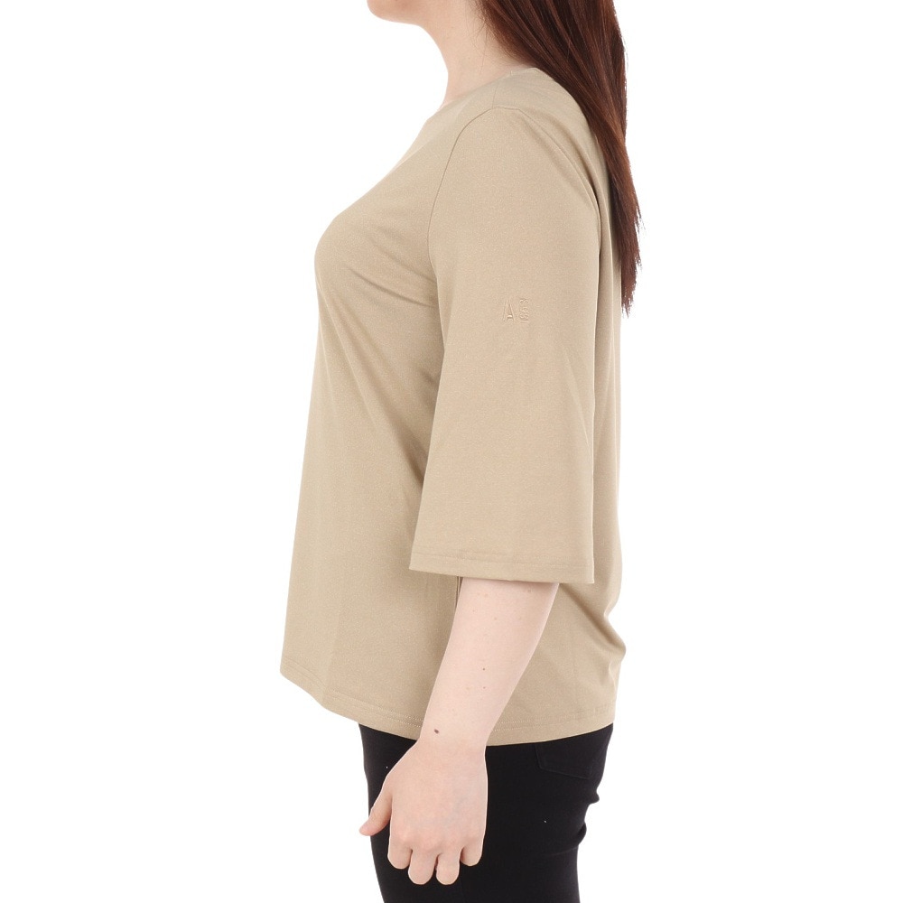 エーグル（AIGLE）（レディース）吸水速乾 ボートネック 半袖Tシャツ ZTFAT46-003 ベージュ