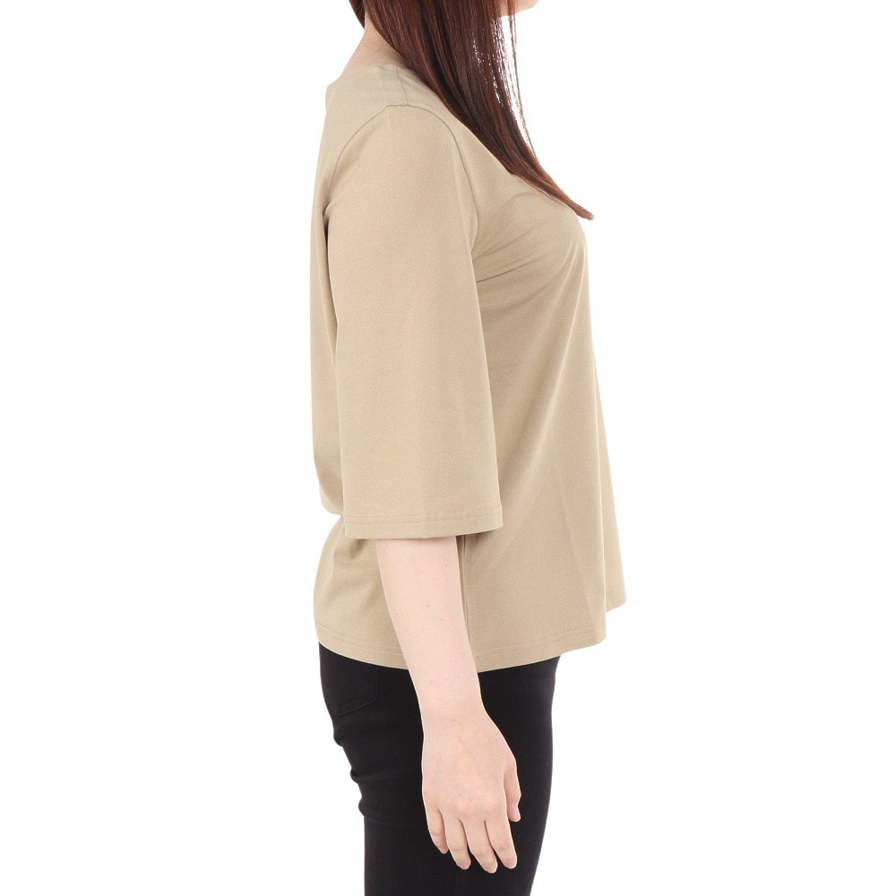 エーグル（AIGLE）（レディース）吸水速乾 ボートネック 半袖Tシャツ ZTFAT46-003 ベージュ