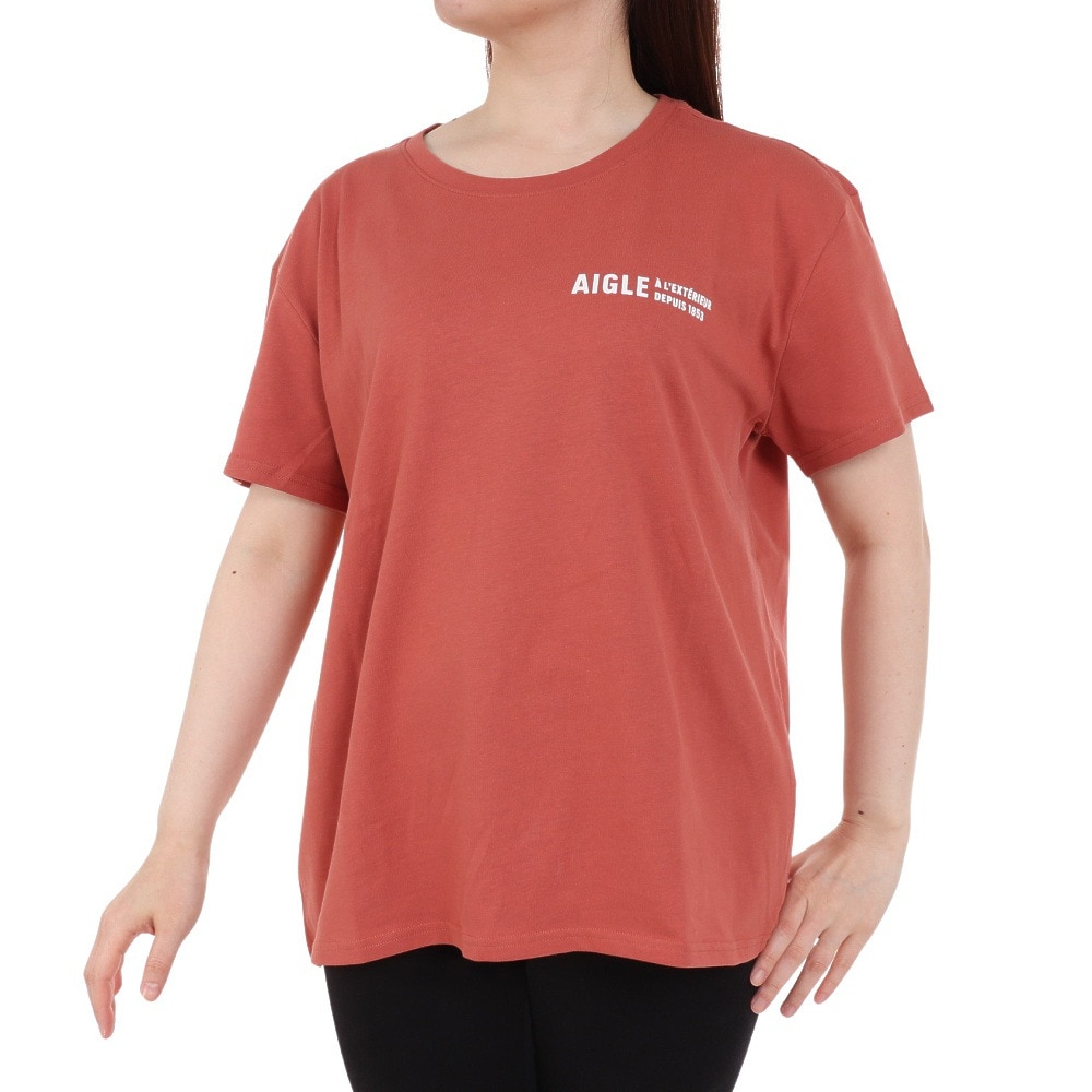 エーグル（AIGLE）（レディース）クルーネック ロゴ 半袖Tシャツ ZTFAV75-002