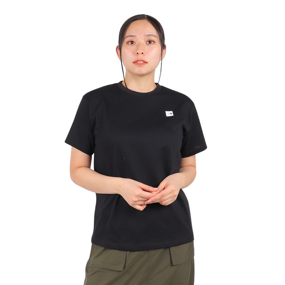 ザ・ノース・フェイス（THE NORTH FACE）（レディース）Tシャツ 半袖 SMALL BOX LG スモールボックスロゴ NTW32445 黒 ブラック