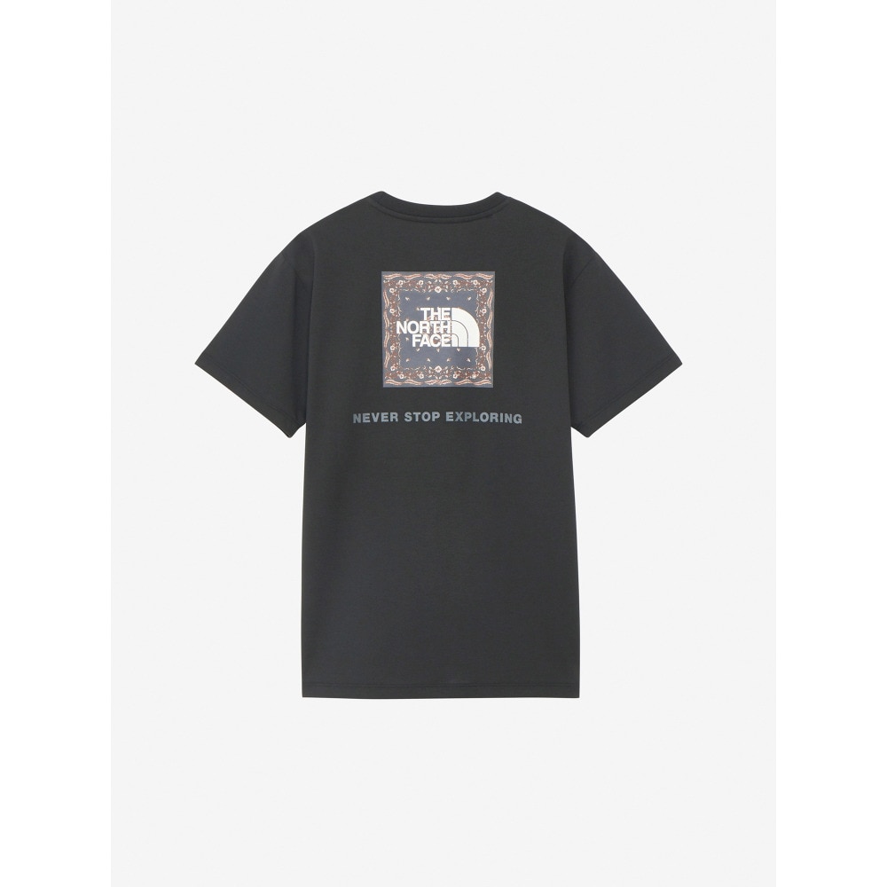 ザ・ノース・フェイス（THE NORTH FACE）（レディース）Tシャツ 半袖 BANDANA SQ LG スクエアロゴ NTW32446 黒 ブラック