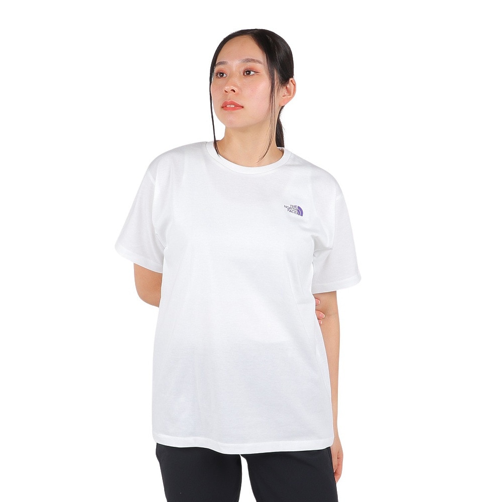 ザ・ノース・フェイス（THE NORTH FACE）（レディース）Tシャツ 半袖 BANDANA SQ LG スクエアロゴ NTW32446 白 ホワイト