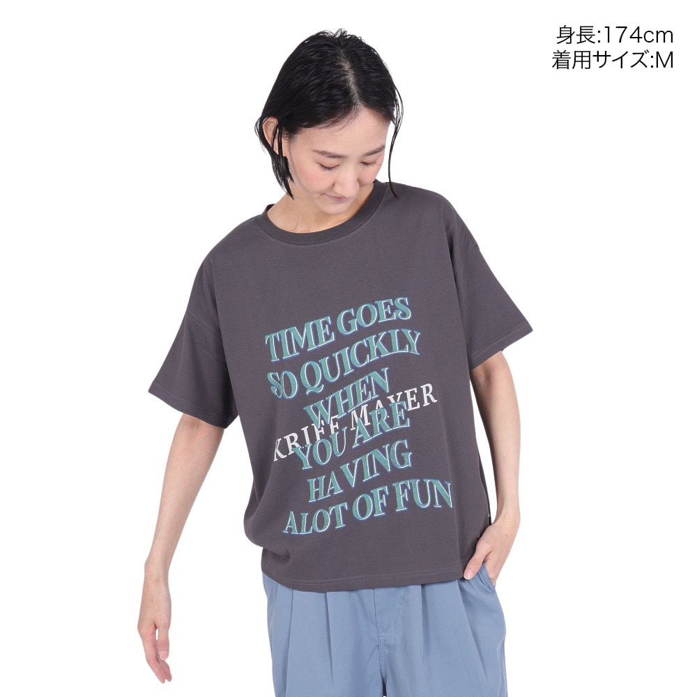 クリフメイヤー（KRIFF MAYER）（レディース）接触冷感 吸水速乾 半袖 ウェットプロテクト ユル Tシャツ ロゴ 2347880LX:17:CHARCOAL チャコール