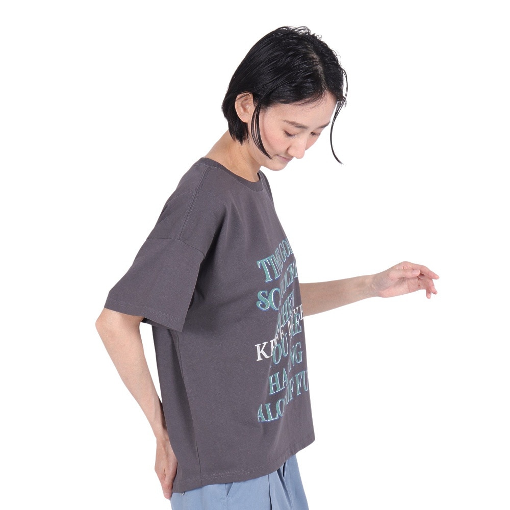 クリフメイヤー（KRIFF MAYER）（レディース）接触冷感 吸水速乾 半袖 ウェットプロテクト ユル Tシャツ ロゴ 2347880LX:17:CHARCOAL チャコール