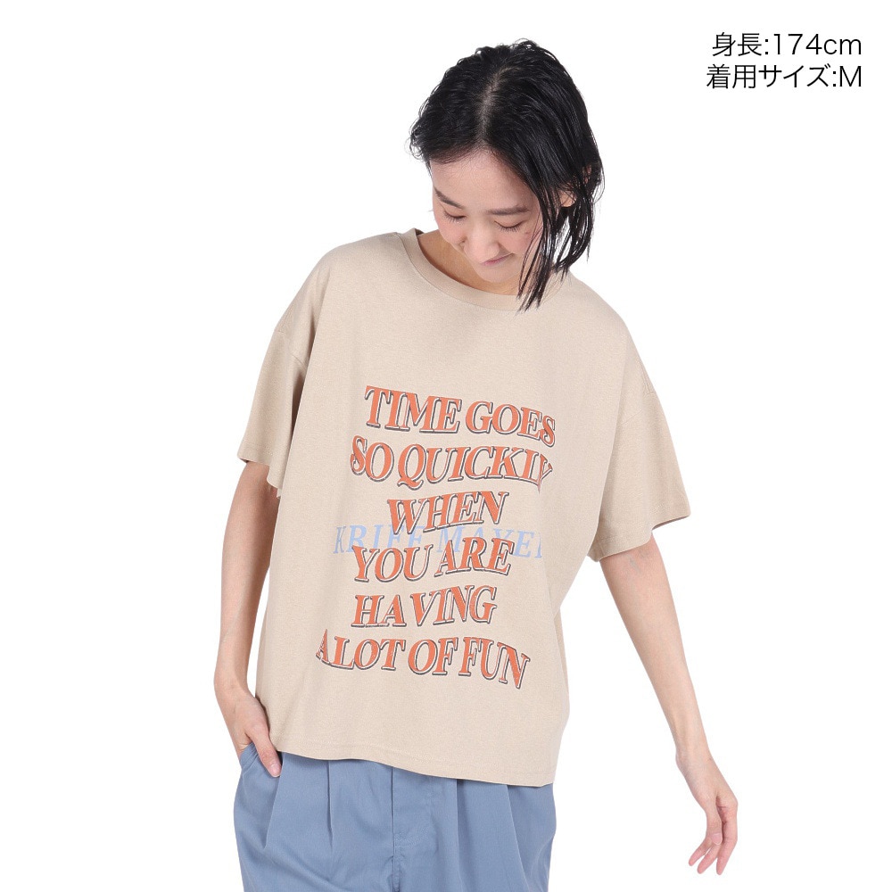 クリフメイヤー（KRIFF MAYER）（レディース）接触冷感 吸水速乾 半袖 ウェットプロテクト ユル Tシャツ ロゴ 2347880LX:20:BEIGE ベージュ