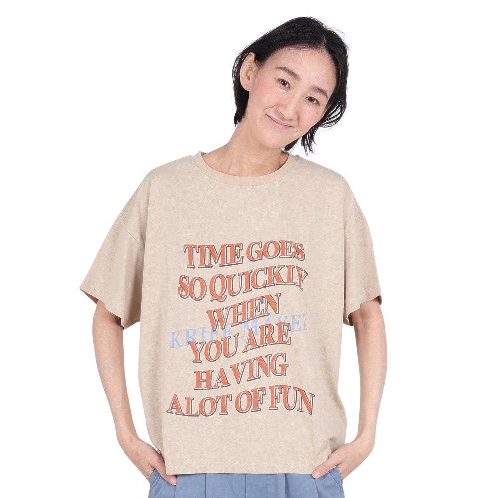 クリフメイヤー（KRIFF MAYER）（レディース）接触冷感 吸水速乾 半袖 ウェットプロテクト ユル Tシャツ ロゴ 2347880LX:20:BEIGE ベージュ