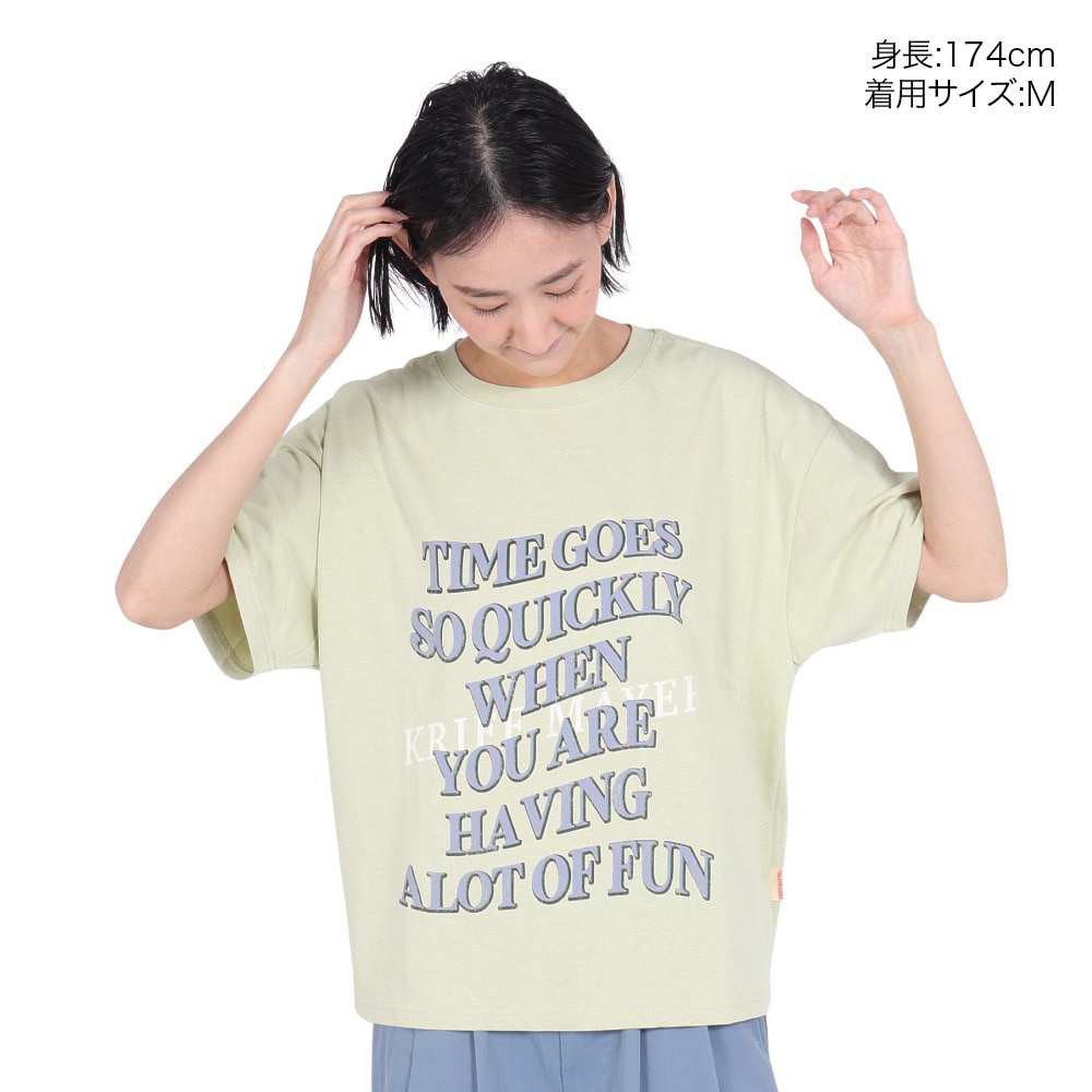 クリフメイヤー（KRIFF MAYER）（レディース）接触冷感 吸水速乾 半袖 ウェットプロテクト ユル Tシャツ ロゴ 2347880LX:64:L/GREEN グリーン