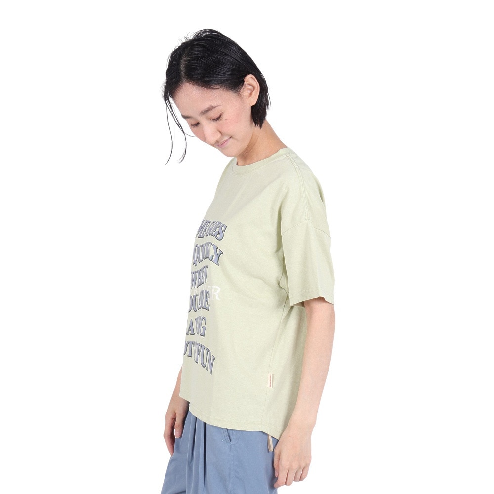 クリフメイヤー（KRIFF MAYER）（レディース）接触冷感 吸水速乾 半袖 ウェットプロテクト ユル Tシャツ ロゴ 2347880LX:64:L/GREEN グリーン