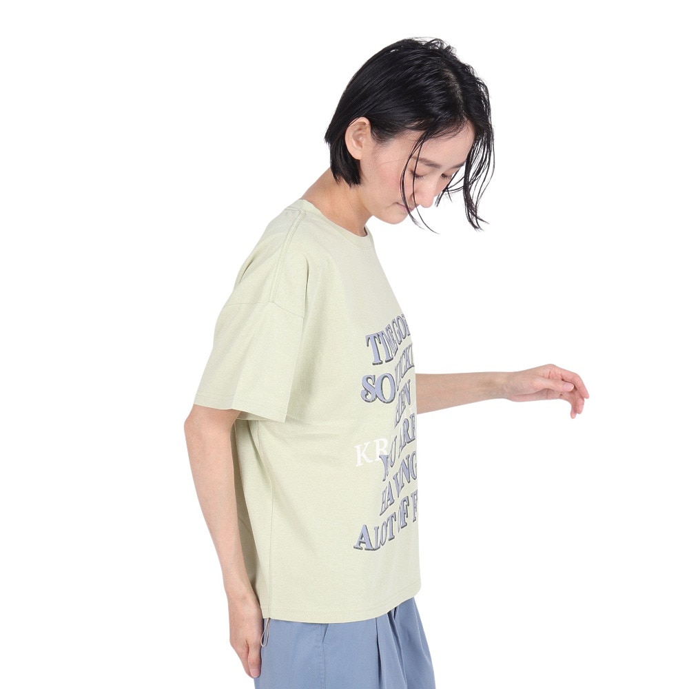 クリフメイヤー（KRIFF MAYER）（レディース）接触冷感 吸水速乾 半袖 ウェットプロテクト ユル Tシャツ ロゴ 2347880LX:64:L/GREEN グリーン