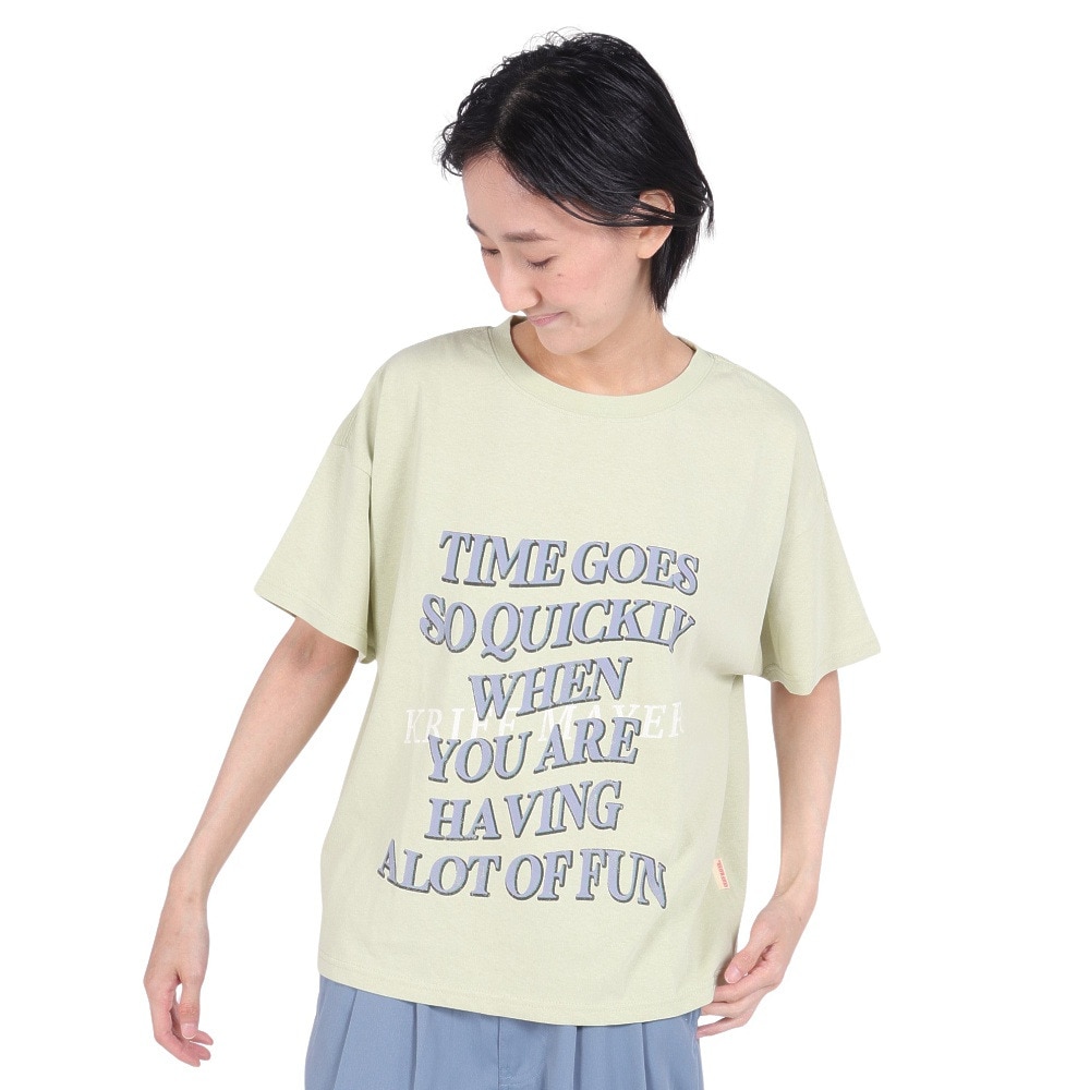 クリフメイヤー（KRIFF MAYER）（レディース）接触冷感 吸水速乾 半袖 ウェットプロテクト ユル Tシャツ ロゴ 2347880LX:64:L/GREEN グリーン