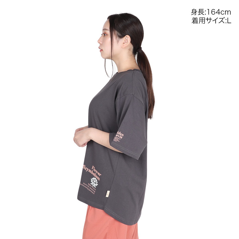 クリフメイヤー（KRIFF MAYER）（レディース）接触冷感 吸水速乾 半袖 ウェットプロテクト Aライン Tシャツ 花 2347881LX:17:CHARCOAL チャコール