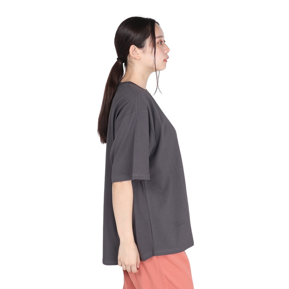 クリフメイヤー（KRIFF MAYER）（レディース）接触冷感 吸水速乾 半袖 ウェットプロテクト Aライン Tシャツ 花 2347881LX:17:CHARCOAL チャコール