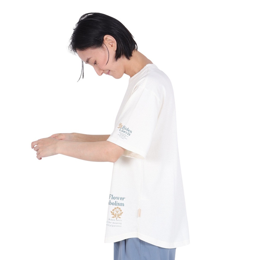 クリフメイヤー（KRIFF MAYER）（レディース）接触冷感 吸水速乾 半袖 ウェットプロテクト Aライン Tシャツ 花 2347881LX:5:OFF オフホワイト