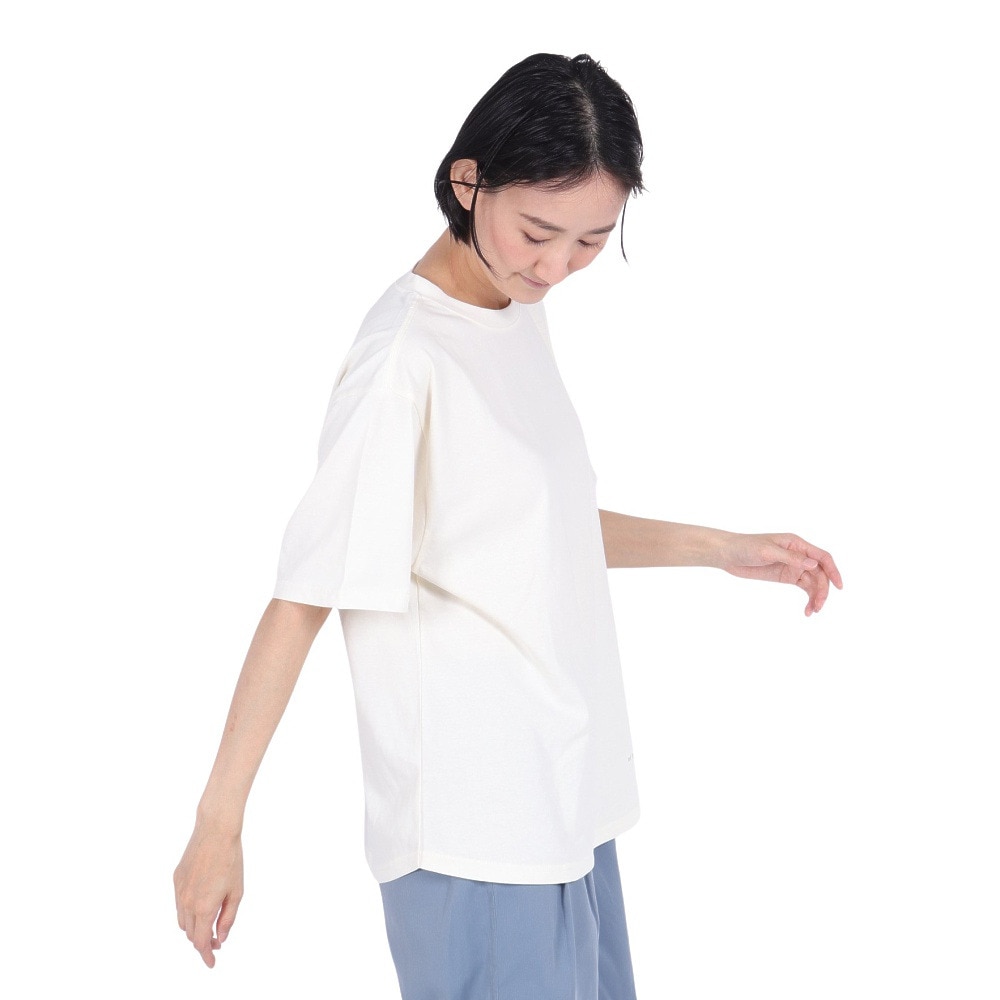 クリフメイヤー（KRIFF MAYER）（レディース）接触冷感 吸水速乾 半袖 ウェットプロテクト Aライン Tシャツ 花 2347881LX:5:OFF オフホワイト
