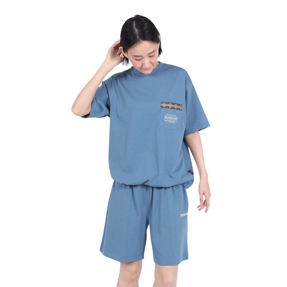 ペンドルトン（PENDLETON）（レディース）半袖Tシャツ Plating Jsetup 19802385 SBL 上下セット