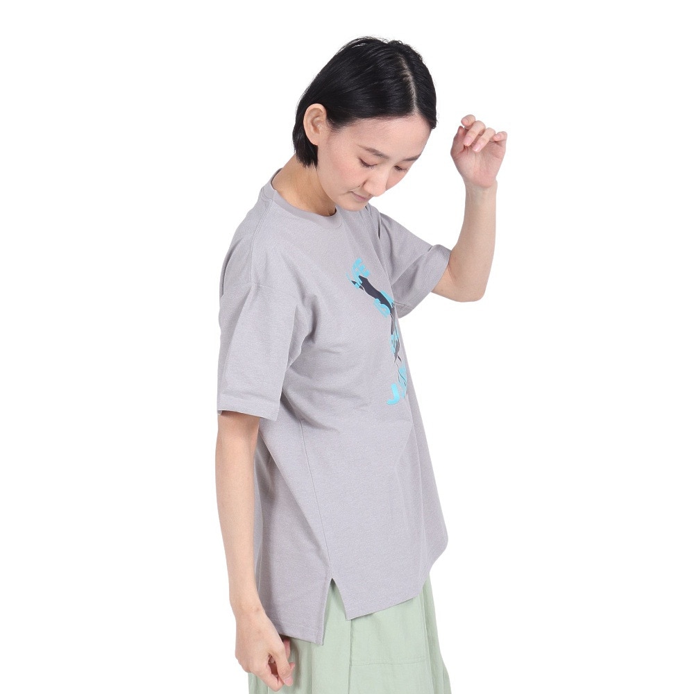 ホールアース（Whole Earth）（レディース）速乾 ストレッチ グラフィック 半袖Tシャツ WE2RDZ23 GRY