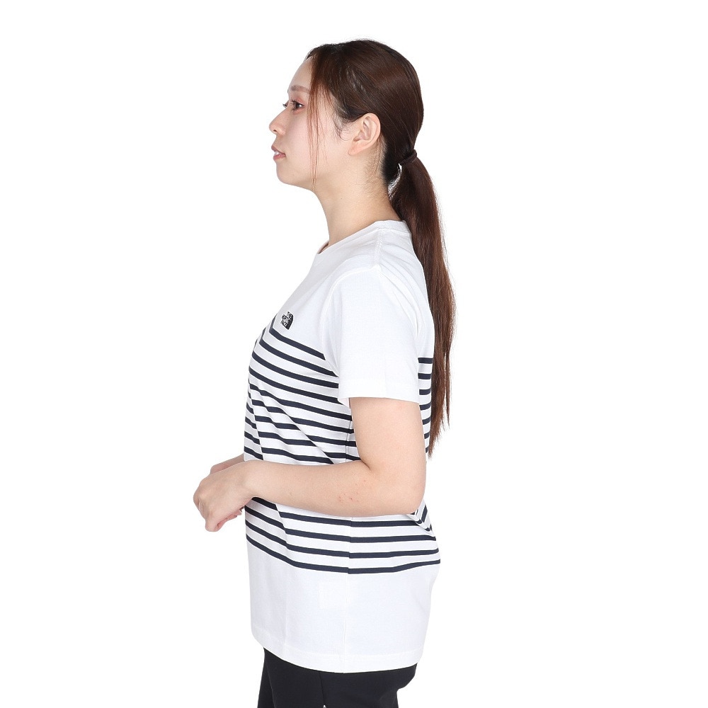 ザ・ノース・フェイス（THE NORTH FACE）（レディース）半袖Tシャツ ショートスリーブパネルボーダーティー NTW32406 W2 ホワイト 速乾