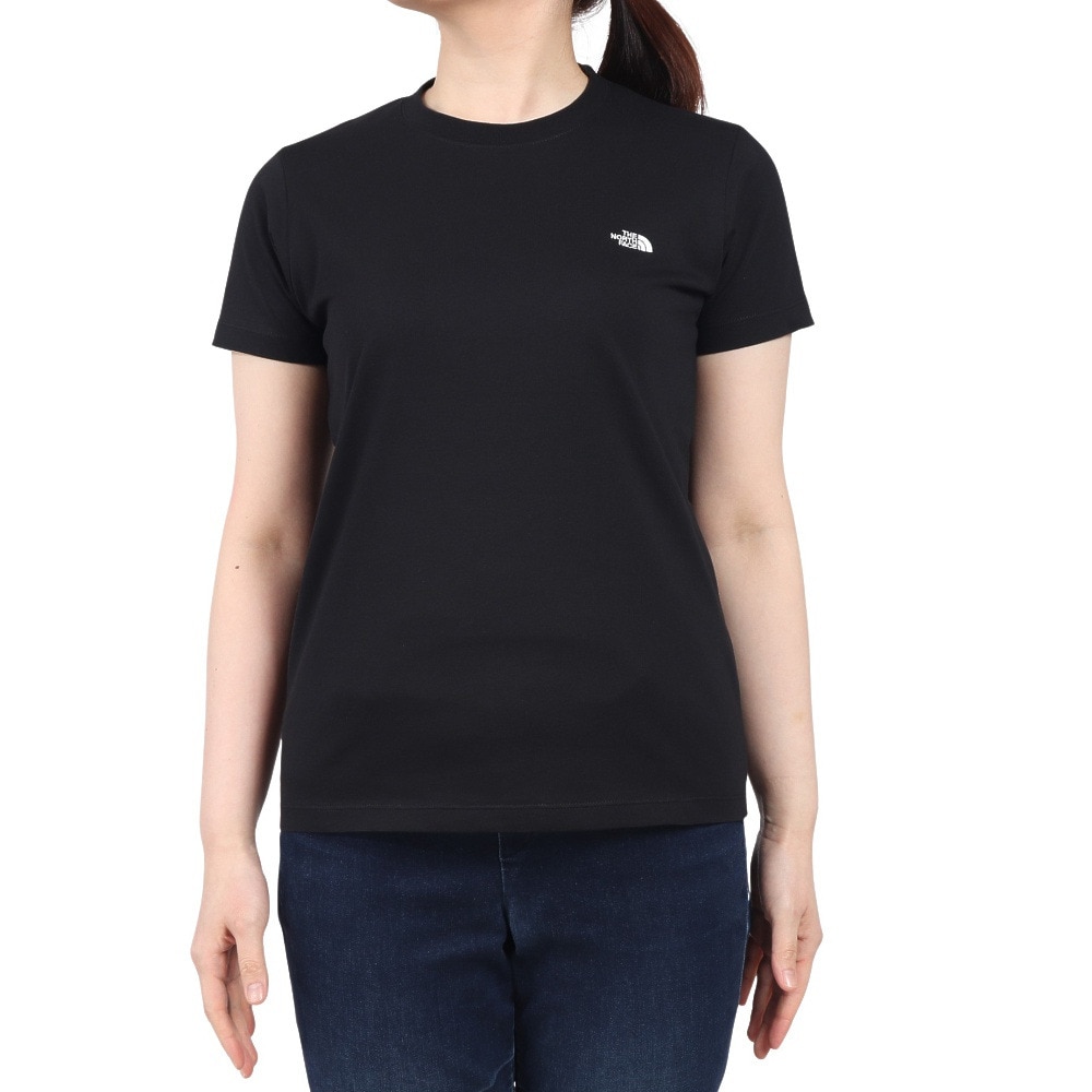 ザ・ノース・フェイス（THE NORTH FACE）（レディース）半袖Tシャツ フラッシュドライ スモール ロゴ コットン NTW32534 K ブラック