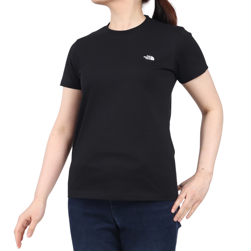 ザ・ノース・フェイス（THE NORTH FACE）（レディース）半袖Tシャツ フラッシュドライ スモール ロゴ コットン NTW32534 K ブラック