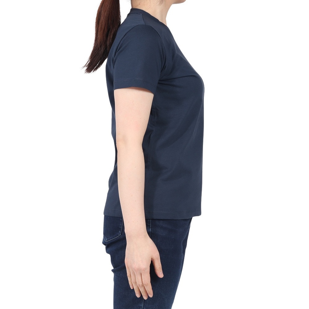 ザ・ノース・フェイス（THE NORTH FACE）（レディース）半袖Tシャツ フラッシュドライ スモール ロゴ コットン NTW32534 UN ネイビー