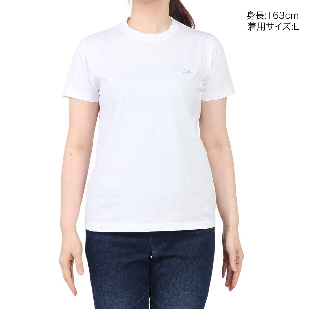 ザ・ノース・フェイス（THE NORTH FACE）（レディース）半袖Tシャツ フラッシュドライ スモール ロゴ コットン NTW32534 W ホワイト