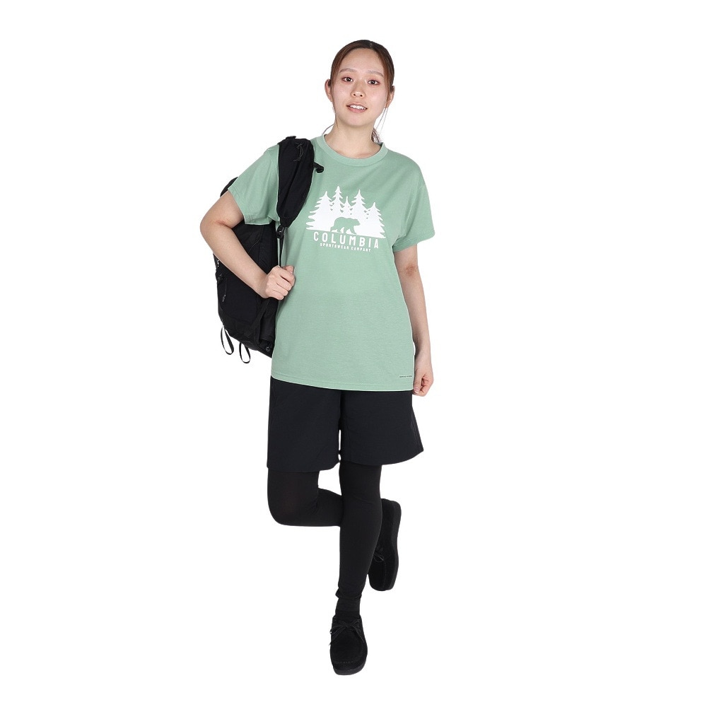 コロンビア（Columbia）（レディース）半袖Tシャツ チェンブリンコーブショートスリーブTシャツ PL4592 345 グリーン 速乾