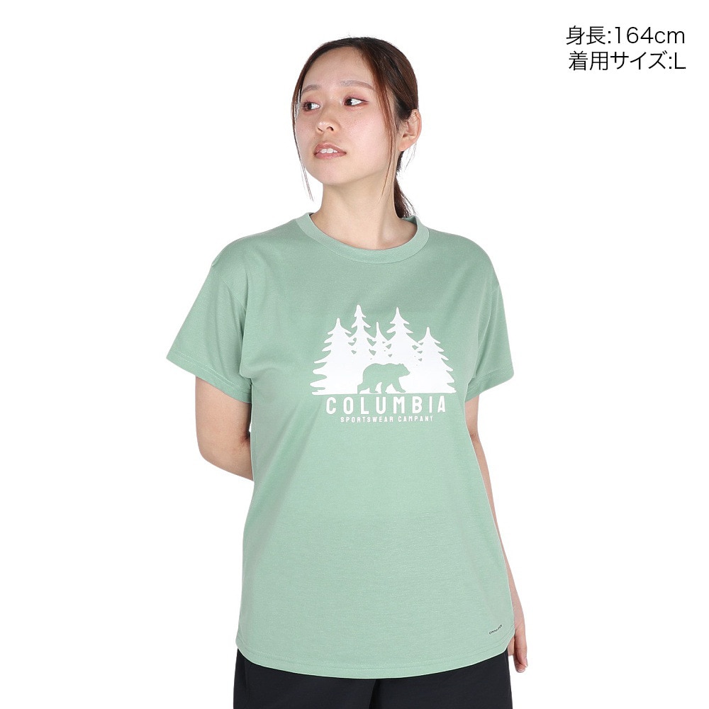 コロンビア（Columbia）（レディース）半袖Tシャツ チェンブリンコーブショートスリーブTシャツ PL4592 345 グリーン 速乾