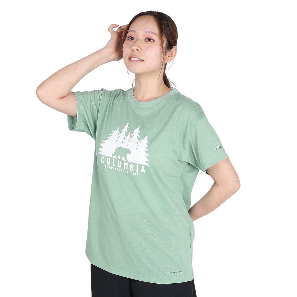 コロンビア（Columbia）（レディース）半袖Tシャツ チェンブリンコーブショートスリーブTシャツ PL4592 345 グリーン 速乾