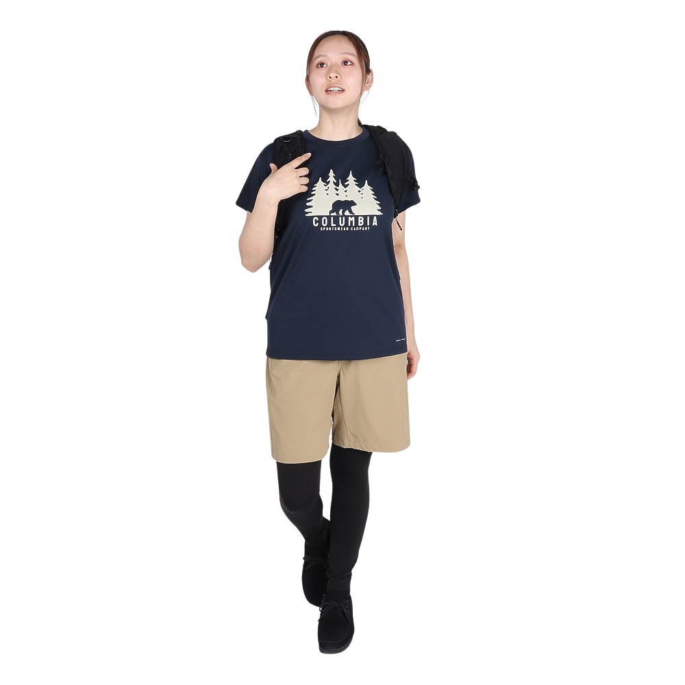 コロンビア（Columbia）（レディース）半袖Tシャツ チェンブリンコーブショートスリーブTシャツ PL4592 464 ネイビー 速乾