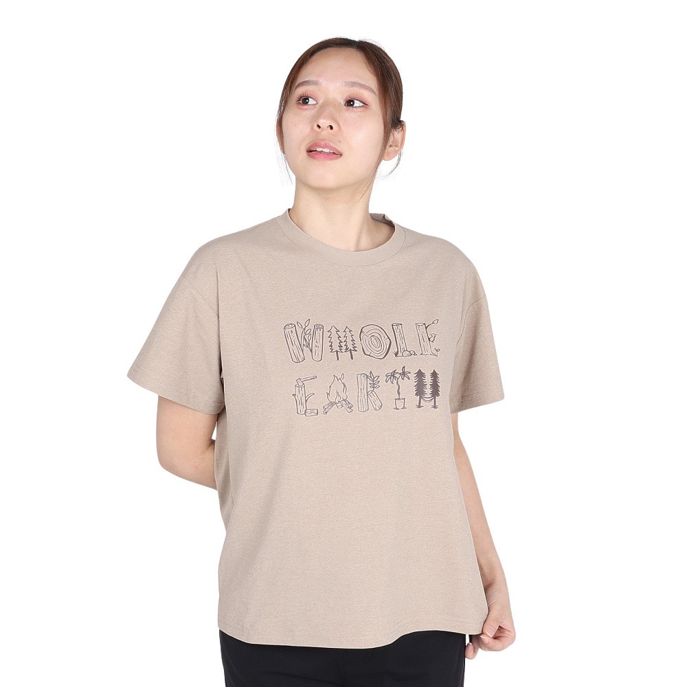 ホールアース（Whole Earth）（レディース）半袖 ロゴ Tシャツ WE2TDZ54 BEG ベージュ
