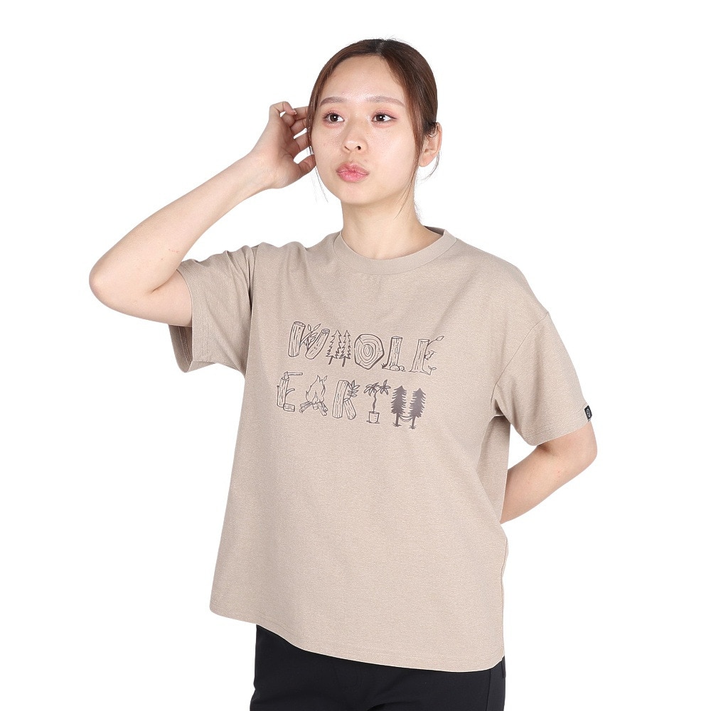 ホールアース（Whole Earth）（レディース）半袖 ロゴ Tシャツ WE2TDZ54 BEG ベージュ