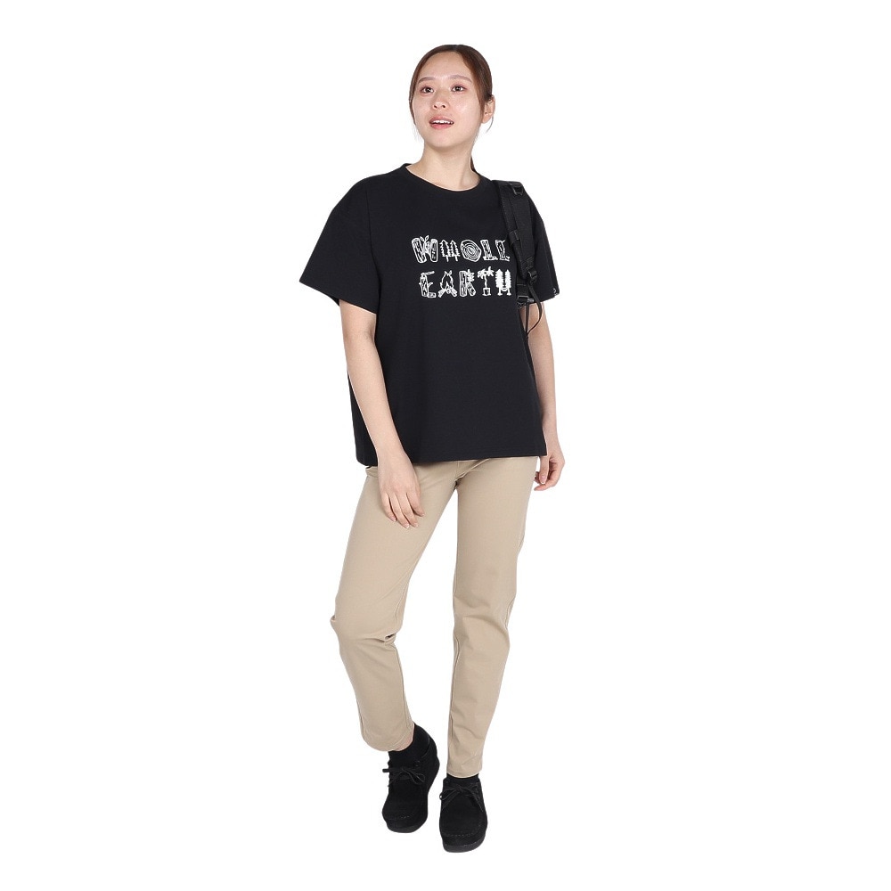 ホールアース（Whole Earth）（レディース）半袖 ロゴ Tシャツ WE2TDZ54 BLK ブラック
