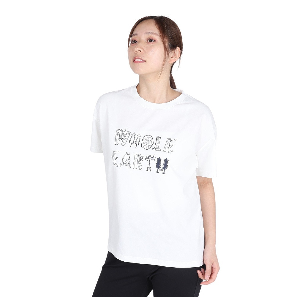ホールアース（Whole Earth）（レディース）半袖 ロゴ Tシャツ WE2TDZ54 WHT ホワイト