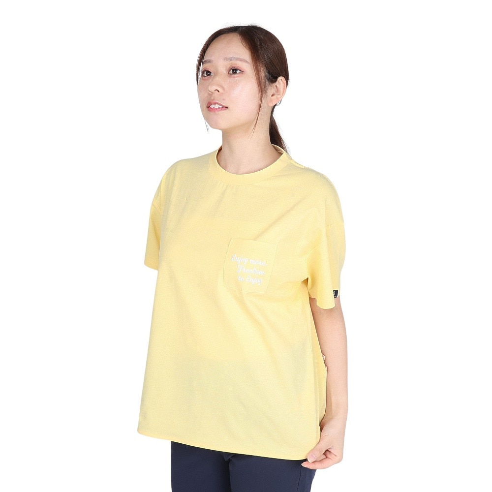 ホールアース（Whole Earth）（レディース）半袖 ポケット Tシャツ WE2TDZ55 LMN レモン