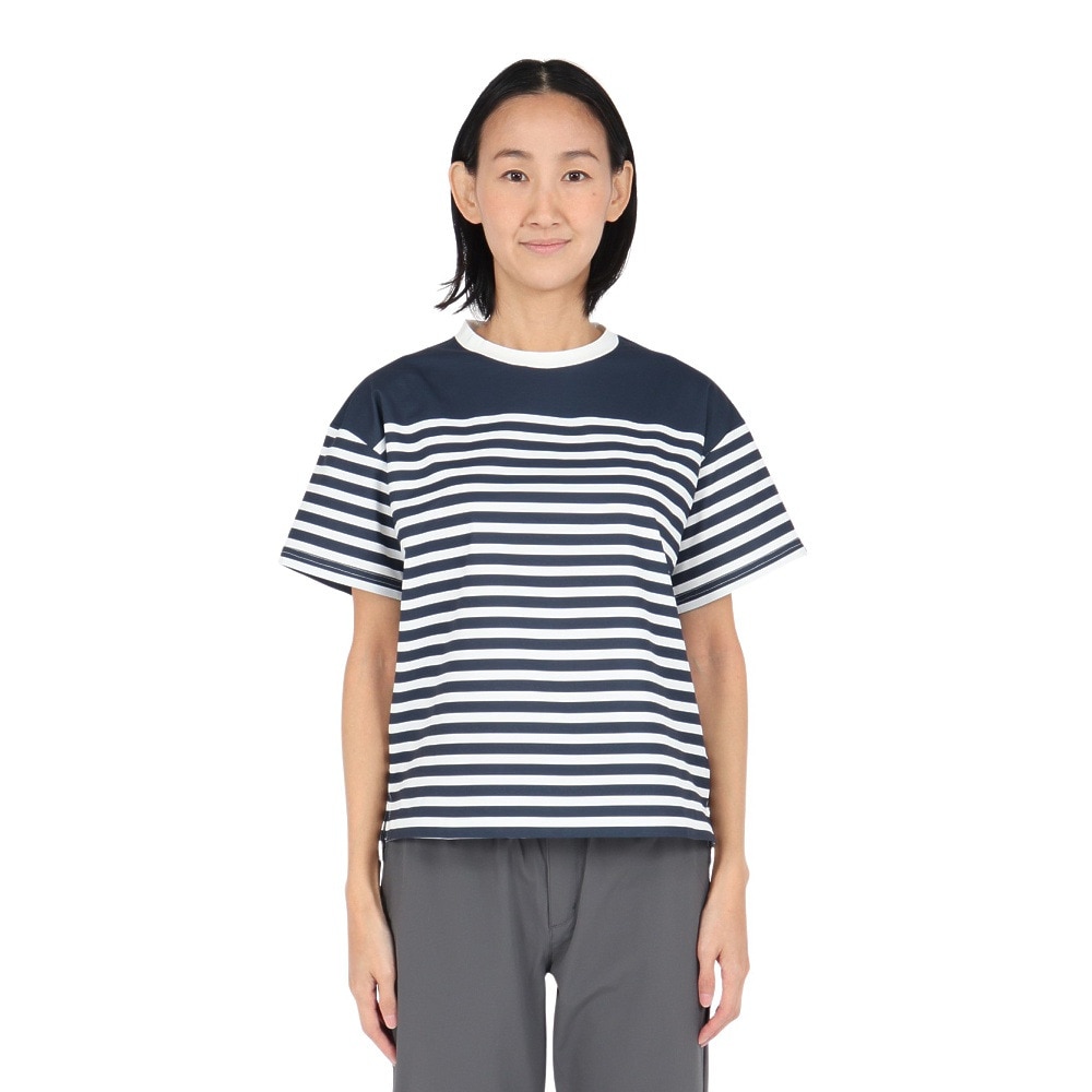 ホールアース（Whole Earth）（レディース）半袖Tシャツ BORDER WE2TDZ56 NVY