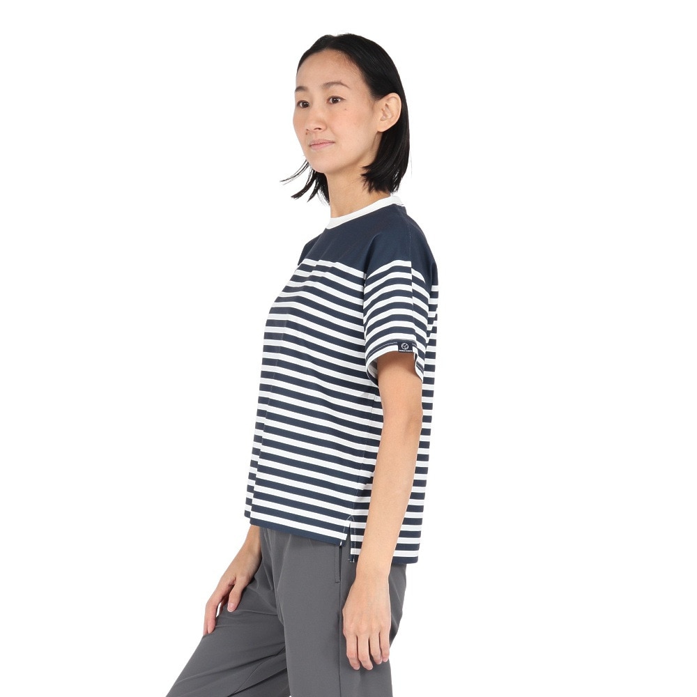ホールアース（Whole Earth）（レディース）半袖Tシャツ BORDER WE2TDZ56 NVY