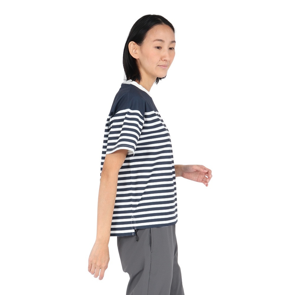 ホールアース（Whole Earth）（レディース）半袖Tシャツ BORDER WE2TDZ56 NVY