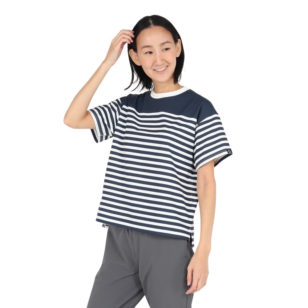ホールアース（Whole Earth）（レディース）半袖Tシャツ BORDER WE2TDZ56 NVY