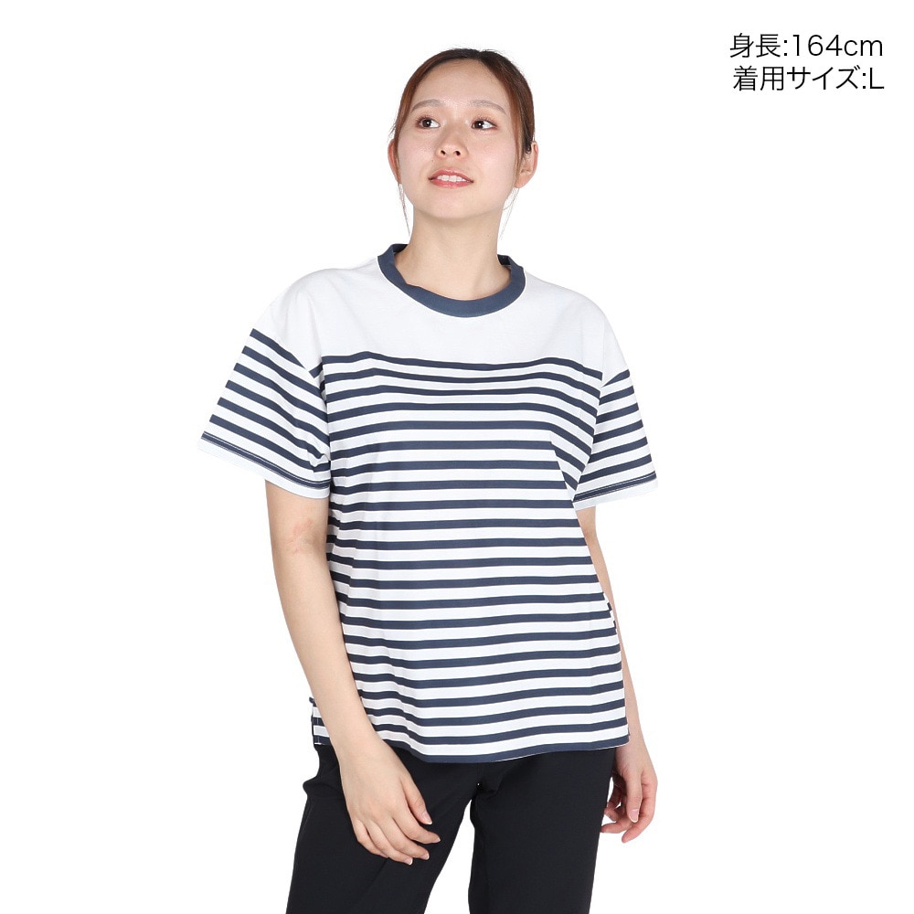 ホールアース（Whole Earth）（レディース）ボーダー 半袖Tシャツ WE2TDZ56 WHT